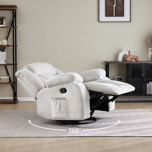 English Elm Swivel Manual Recliner Chair with 360 Degree Base Zero Wall Clearance Pillow Arms B2766P595516