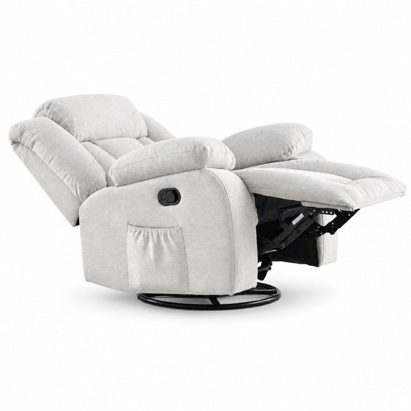 English Elm Swivel Manual Recliner Chair with 360 Degree Base Zero Wall Clearance Pillow Arms B2766P595516
