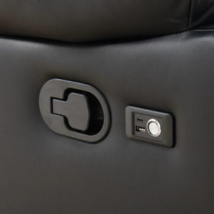 English Elm Black Faux Leather Power Reclining Loveseat with Bluetooth Speakers and LED Lighting B2766S00012