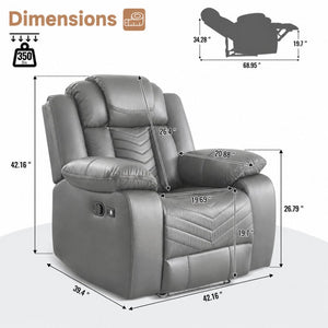 English Elm 3-Piece Faux Leather Power Reclining Sofa Set with LED Lighting and Bluetooth Speakers B2766S00019