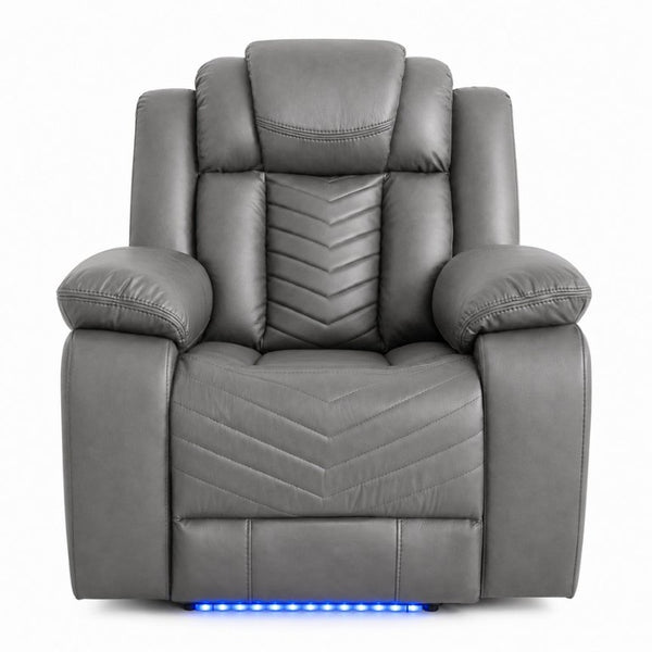 English Elm 3-Piece Faux Leather Power Reclining Sofa Set with LED Lighting and Bluetooth Speakers B2766S00019