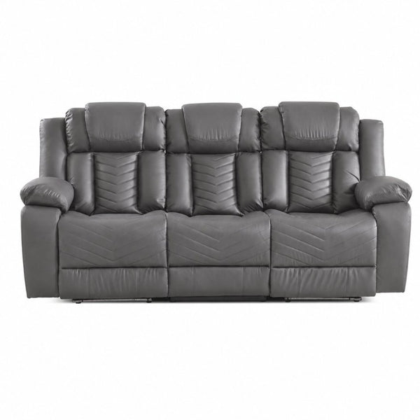 English Elm 3-Piece Faux Leather Power Reclining Sofa Set with LED Lighting and Bluetooth Speakers B2766S00019