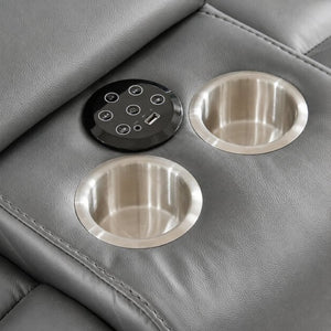 English Elm 3-Piece Faux Leather Power Reclining Sofa Set with LED Lighting and Bluetooth Speakers B2766S00019