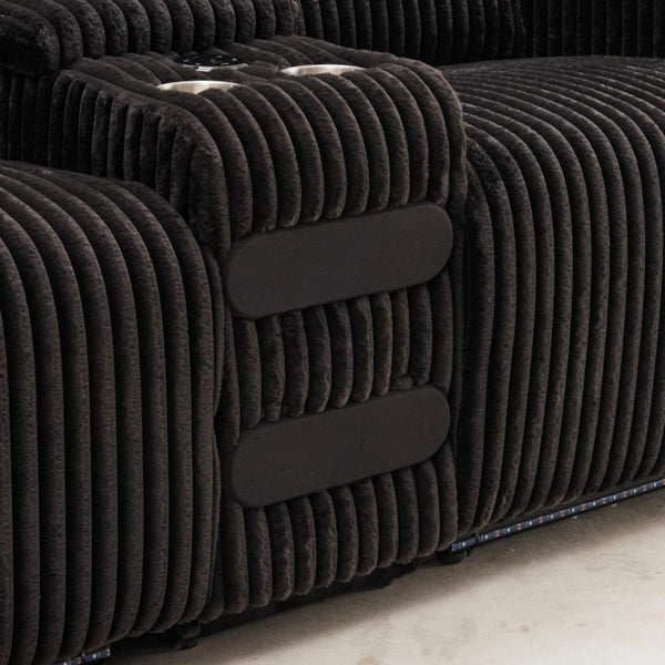 English Elm 2 Piece Corduroy Power Reclining Sofa Set with LED Lighting and Bluetooth Speaker B2766S00034