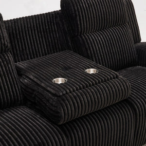 English Elm 2 Piece Corduroy Power Reclining Sofa Set with LED Lighting and Bluetooth Speaker B2766S00034
