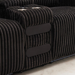 English Elm 3 Piece Power Reclining Corduroy Sofa Set with LED Lighting and Bluetooth Speakers B2766S00035