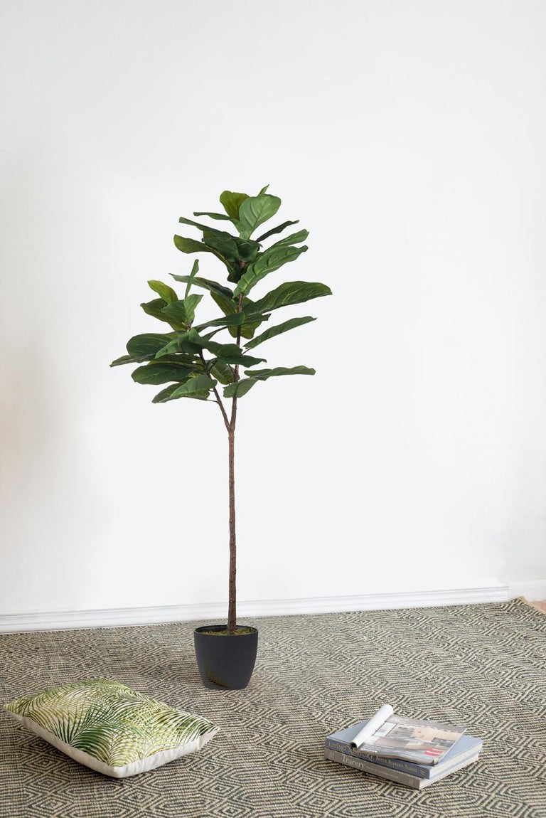 English Elm 25.5X16x59 Artificial Fiddle Leaf Fig Tree Lifelike PEVA Foliage Moss Base Indoor Decor B2768P496851