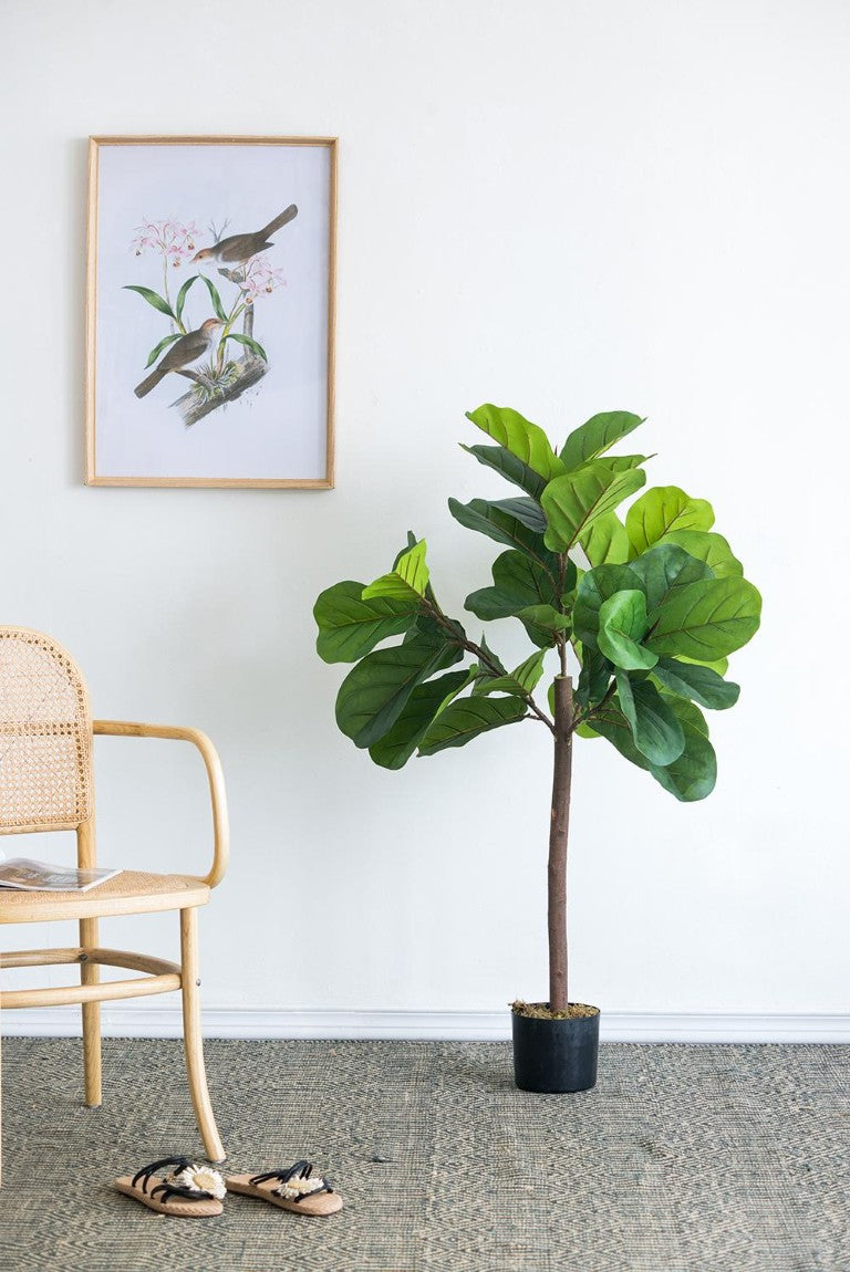 English Elm 25X25x52h Fiddle Leaf Fig Artificial Tree 40 Leaves Faux Wood Trunk Indoor B2768P496854