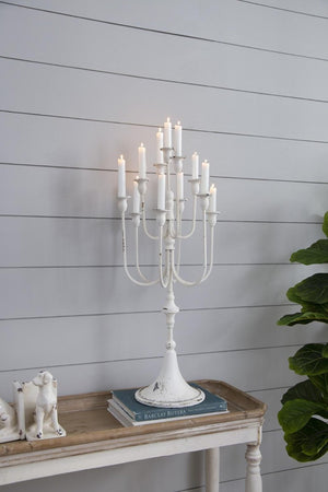 English Elm 13X10.5x30 Antique White Iron Candelabra with Eleven Arms Parisian French Country Decor B2768P496872