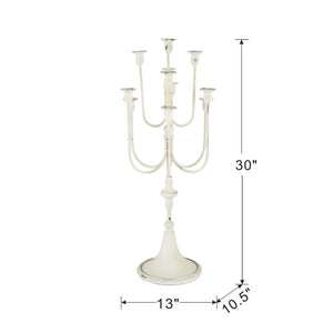 English Elm 13X10.5x30 Antique White Iron Candelabra with Eleven Arms Parisian French Country Decor B2768P496872