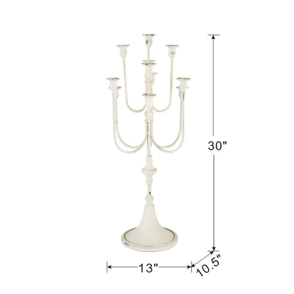 English Elm 13X10.5x30 Antique White Iron Candelabra with Eleven Arms Parisian French Country Decor B2768P496872