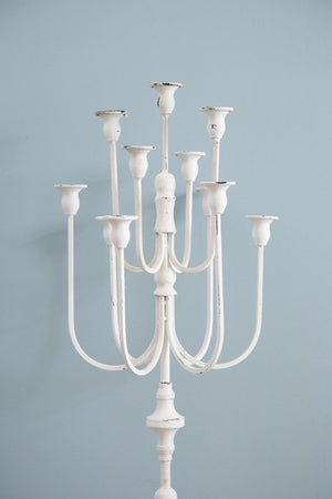 English Elm 13X10.5x30 Antique White Iron Candelabra with Eleven Arms Parisian French Country Decor B2768P496872