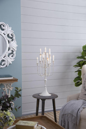 English Elm 13X10.5x30 Antique White Iron Candelabra with Eleven Arms Parisian French Country Decor B2768P496872