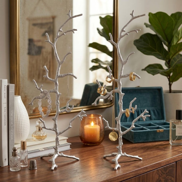 English Elm S/2 Aluminum Branching Tree Jewelry Holders Tangle Free Organizer for Dresser Vanity B2768P496884