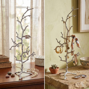 English Elm S/2 Aluminum Branching Tree Jewelry Holders Tangle Free Organizer for Dresser Vanity B2768P496884