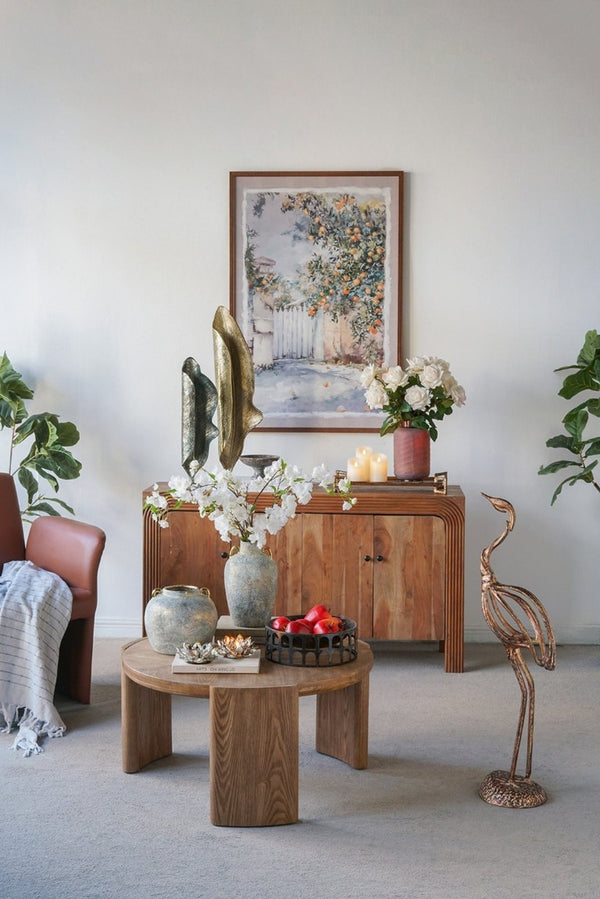 English Elm D6.5x10.5 Frosted Glass Terracotta Ridge Vase Earthy Blush Amber Rim Home Accent B2768P496892