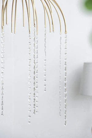 English Elm D20x29 Vintage Gold Iron Chandelier with Hand-Strung Glass Beads for Dining Rooms B2768P496906