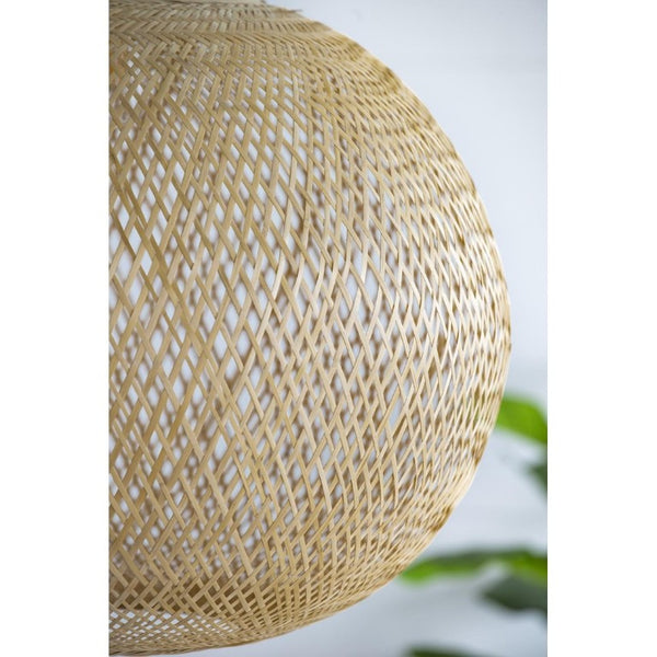 English Elm D22x14 Hand Woven Bamboo Round Chandelier Natural Boho Pendant for Dining Room B2768P496908