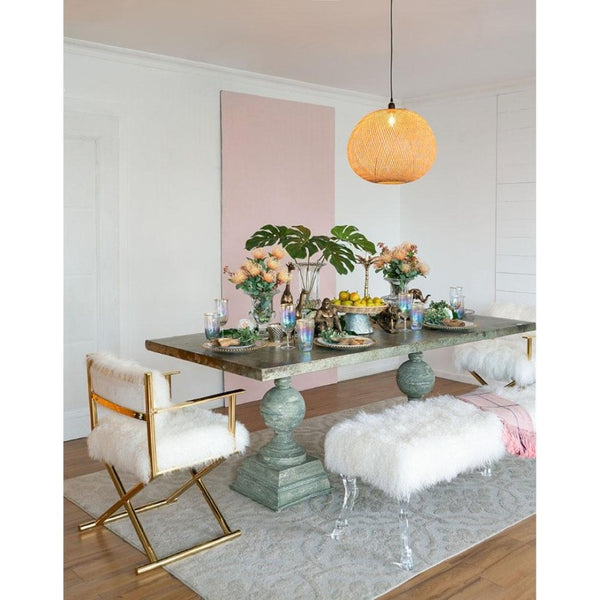 English Elm D22x14 Hand Woven Bamboo Round Chandelier Natural Boho Pendant for Dining Room B2768P496908