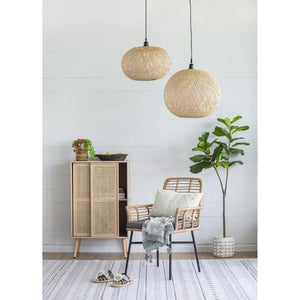 English Elm D22x14 Hand Woven Bamboo Round Chandelier Natural Boho Pendant for Dining Room B2768P496908