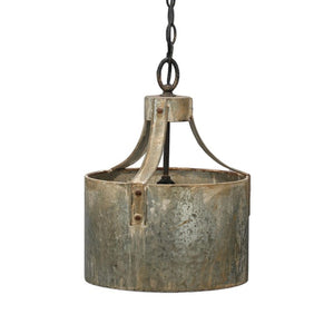 English Elm D11x15 Antique Silver Iron Chandelier Rustic Farmhouse Pendant with Weathered Galvanized Finish B2768P496914