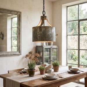 English Elm D11x15 Antique Silver Iron Chandelier Rustic Farmhouse Pendant with Weathered Galvanized Finish B2768P496914
