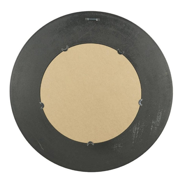 English Elm D29.5 Round Wall Mirror Black Gold MDF Frame Woven Basketweave Artisan Decor B2768P496920