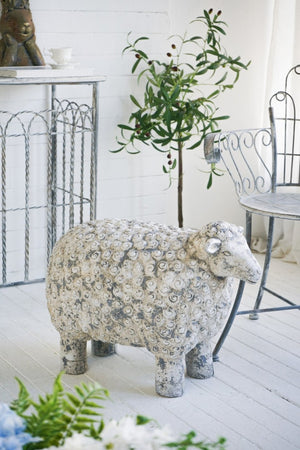 English Elm 25.5X13x18 Magnesium Sheep Figurine Distressed European Garden Statue for Indoor Decor B2768P534813