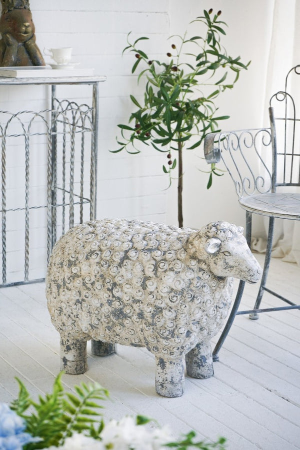 English Elm 25.5X13x18 Magnesium Sheep Figurine Distressed European Garden Statue for Indoor Decor B2768P534813