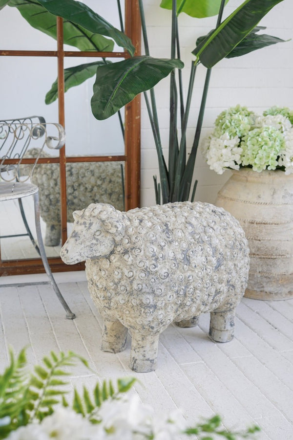 English Elm 25.5X13x18 Magnesium Sheep Figurine Distressed European Garden Statue for Indoor Decor B2768P534813