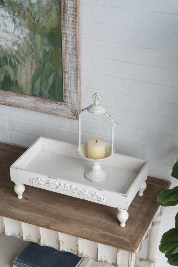 English Elm S/2 French Country Fir Wood Resin Risers Scrollwork Turned Legs Distressed Finish B2768P534880