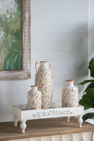 English Elm S/2 French Country Fir Wood Resin Risers Scrollwork Turned Legs Distressed Finish B2768P534880