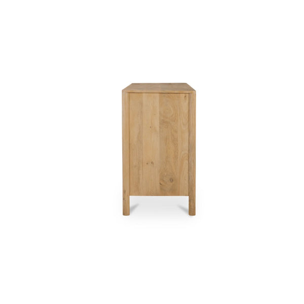 English Elm Dresser, Solid Mango Wood Hand Carved Geometric Relief Six Drawer Bohemian Bedroom B2769P516013