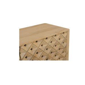 English Elm Dresser, Solid Mango Wood Hand Carved Geometric Relief Six Drawer Bohemian Bedroom B2769P516013