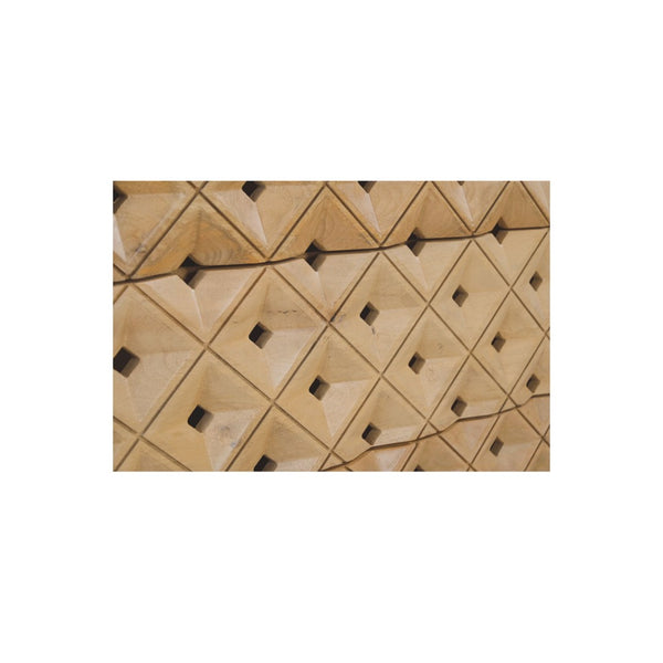 English Elm Dresser, Solid Mango Wood Hand Carved Geometric Relief Six Drawer Bohemian Bedroom B2769P516013