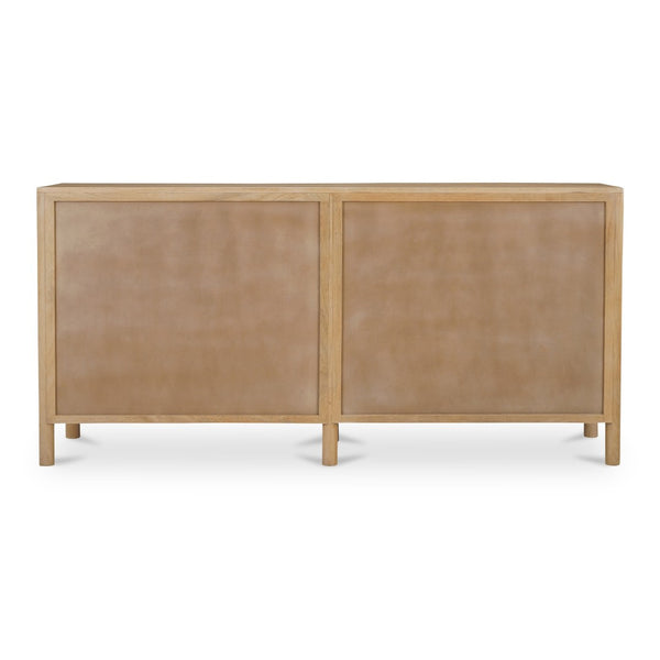 English Elm Sideboard, Handcrafted Mango Wood Geometric Relief Carved Front for Dining or Entryway B2769P516014