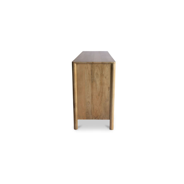 English Elm Sideboard, Handcrafted Mango Wood Geometric Relief Carved Front for Dining or Entryway B2769P516014