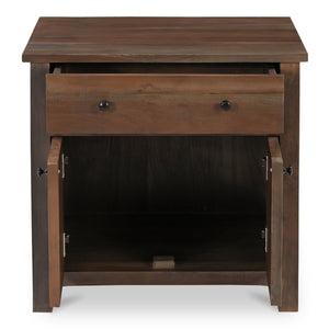 English Elm Nightstand, Reclaimed Neem Wood Wireless Charging Traditional Cabinet Farmhouse Bedroom B2769P516497