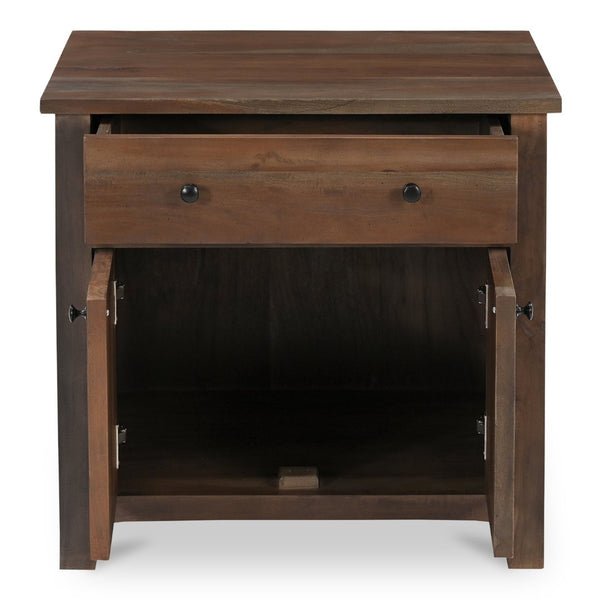 English Elm Nightstand, Reclaimed Neem Wood Wireless Charging Traditional Cabinet Farmhouse Bedroom B2769P516497