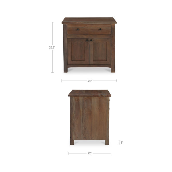 English Elm Nightstand, Reclaimed Neem Wood Wireless Charging Traditional Cabinet Farmhouse Bedroom B2769P516497