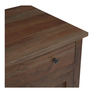 English Elm Nightstand, Reclaimed Neem Wood Wireless Charging Traditional Cabinet Farmhouse Bedroom B2769P516497