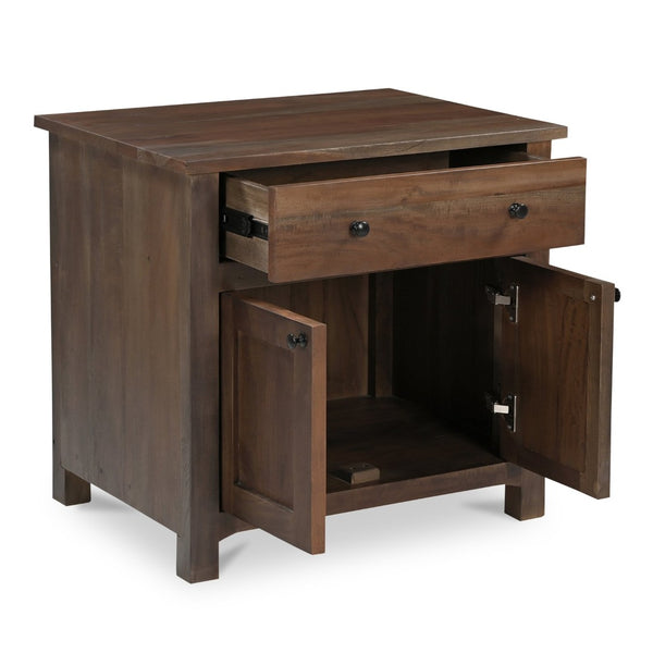 English Elm Nightstand, Reclaimed Neem Wood Wireless Charging Traditional Cabinet Farmhouse Bedroom B2769P516497