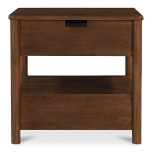 English Elm Nightstand, Solid Neem Wood Two Drawer Design with Wireless Charging for Bedroom B2769P516498