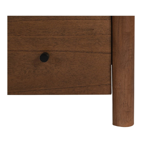 English Elm Nightstand, Solid Neem Wood Two Drawer Design with Wireless Charging for Bedroom B2769P516498