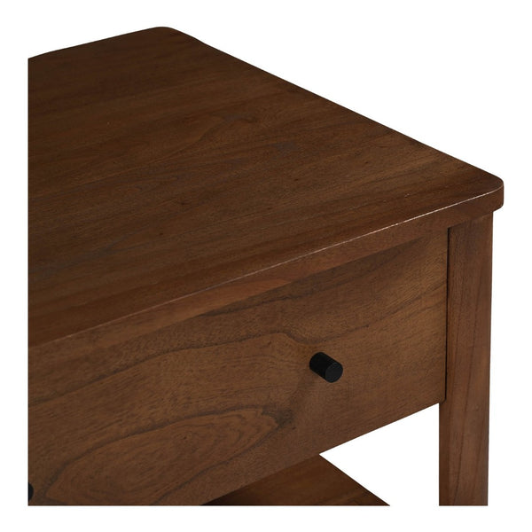 English Elm Nightstand, Solid Neem Wood Two Drawer Design with Wireless Charging for Bedroom B2769P516498