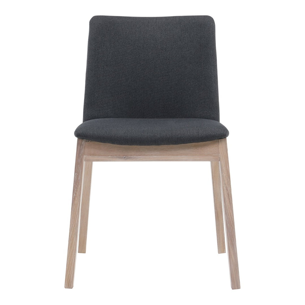 English Elm Dining Chairs Set of 2 Solid White Oak Frame Mid-century Upholstered Curved Seat Grey - A B2769P516499