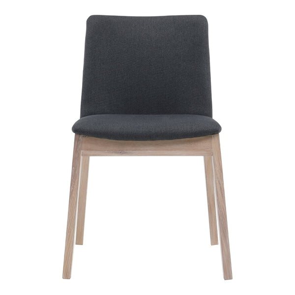 English Elm Dining Chairs Set of 2 Solid White Oak Frame Mid-century Upholstered Curved Seat Grey - A B2769P516499