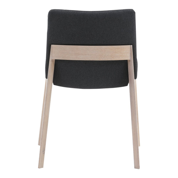 English Elm Dining Chairs Set of 2 Solid White Oak Frame Mid-century Upholstered Curved Seat Grey - A B2769P516499