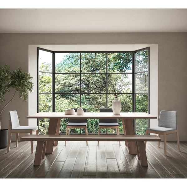 English Elm Dining Chairs Set of 2 Solid White Oak Frame Mid-century Upholstered Curved Seat Grey - A B2769P516499