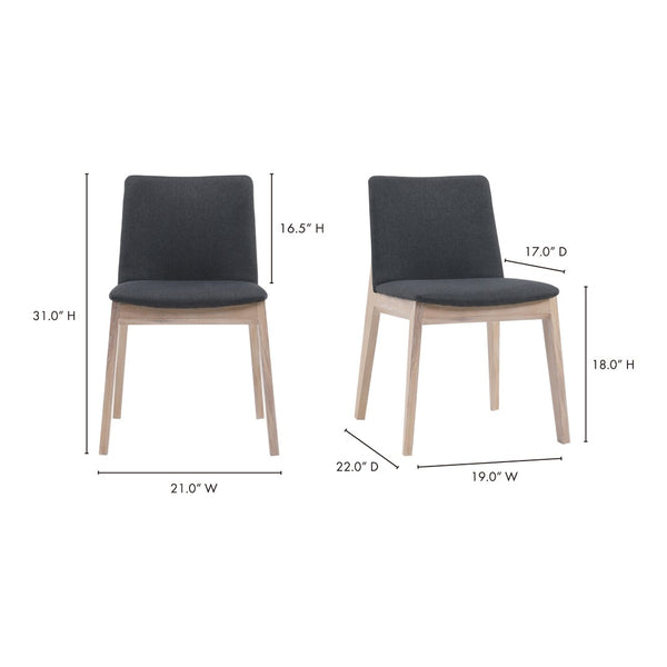 English Elm Dining Chairs Set of 2 Solid White Oak Frame Mid-century Upholstered Curved Seat Grey - A B2769P516499